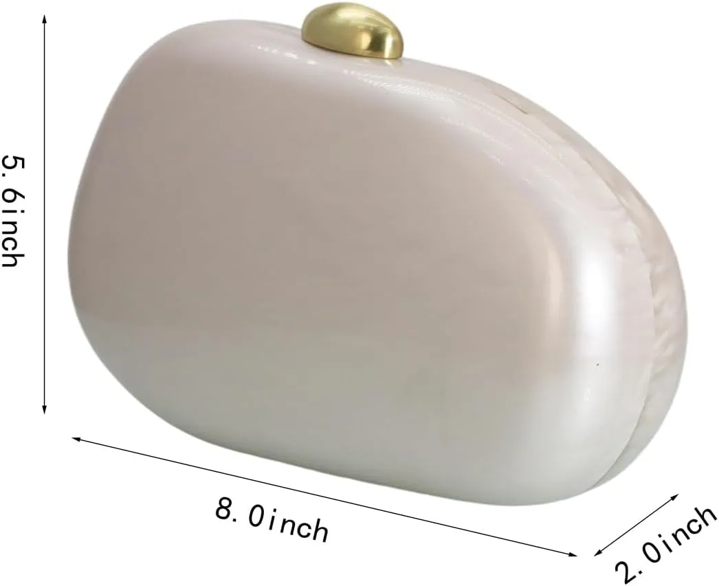 Women Elegant Acrylic Stone Shape Chain Crossbody Bag Chic Marble Shell Purse Wedding Handbag for Banquet Party