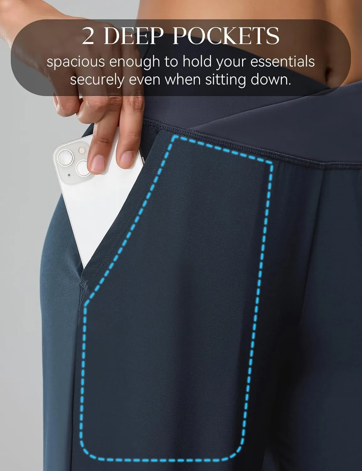 Women's Cross High Waist Wide Leg Cropped Pants Lightweight Dressy Casual Lounge Yoga Travel Trousers w Pockets
