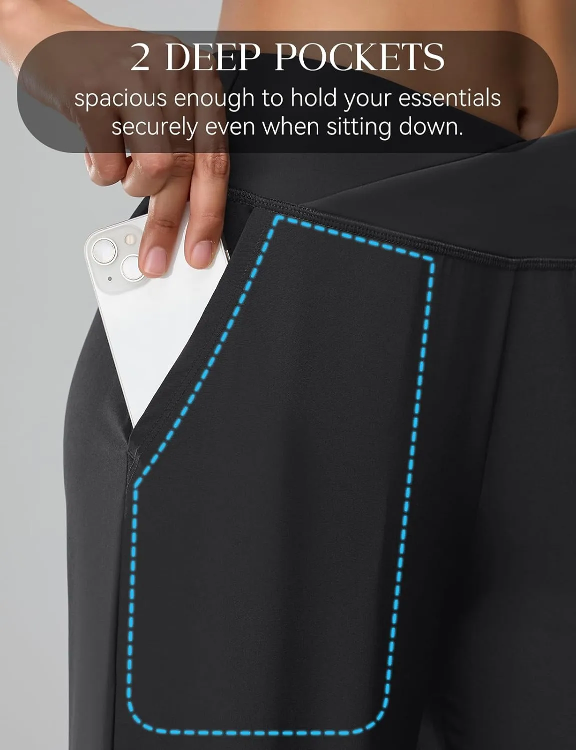 Women's Cross High Waist Wide Leg Cropped Pants Lightweight Dressy Casual Lounge Yoga Travel Trousers w Pockets