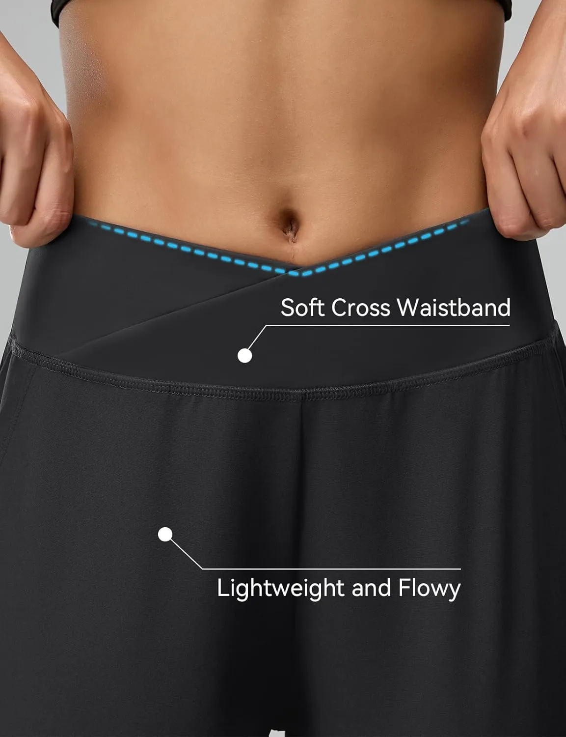 Women's Cross High Waist Wide Leg Cropped Pants Lightweight Dressy Casual Lounge Yoga Travel Trousers w Pockets