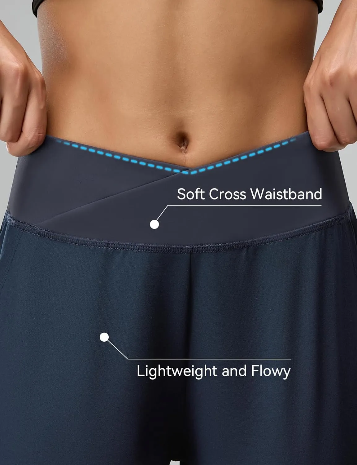 Women's Cross High Waist Wide Leg Cropped Pants Lightweight Dressy Casual Lounge Yoga Travel Trousers w Pockets