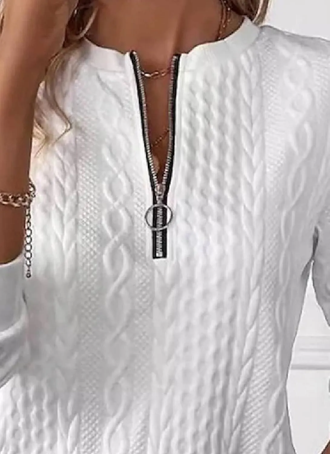 Women's Fashion Oversized Quarter Zip Sweatshirts White Solid Pullover Hoodies Fall Outfits Winter Clothes 2024