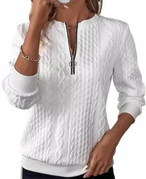 Women's Fashion Oversized Quarter Zip Sweatshirts White Solid Pullover Hoodies Fall Outfits Winter Clothes 2024