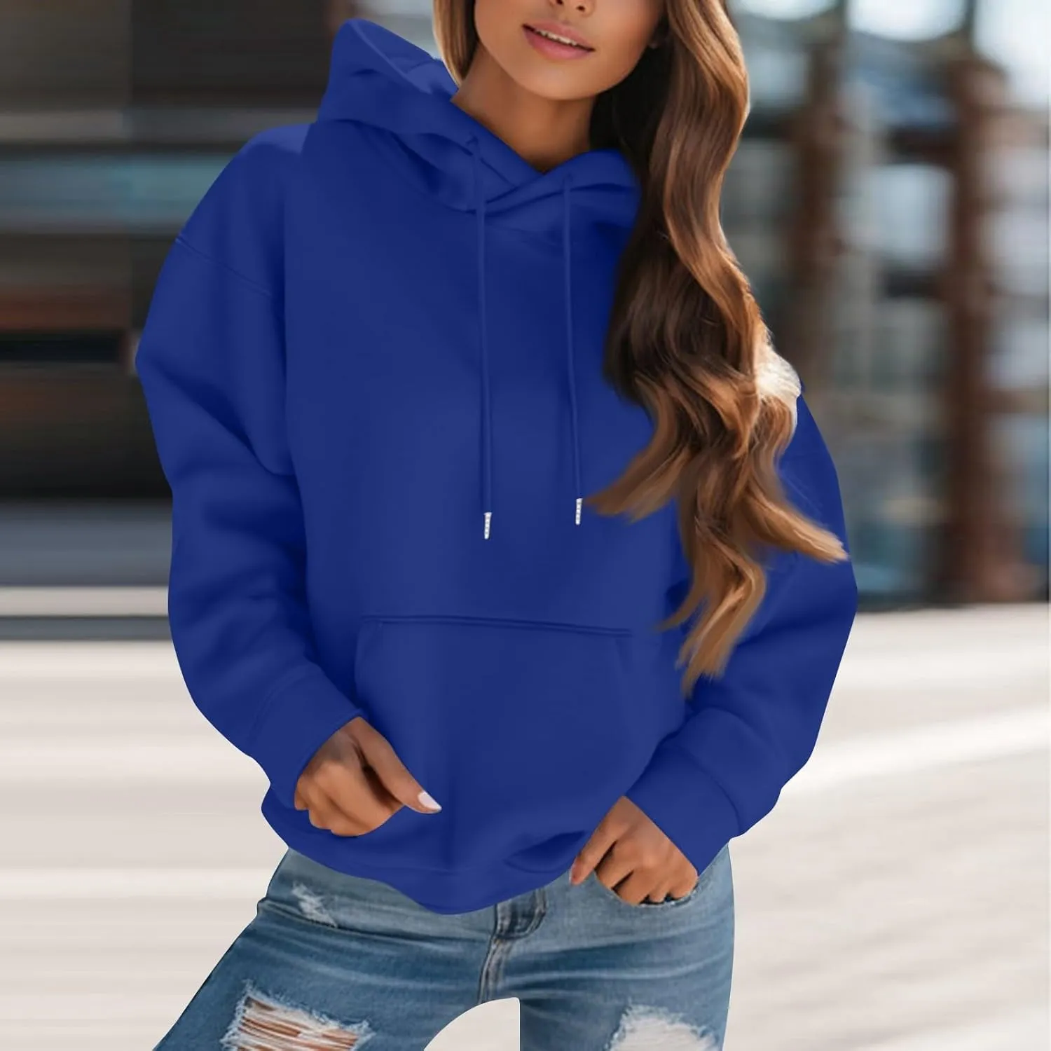 Women's Fleece Oversized Hoodies Y2k Casual Long Sleeve Pullover Sweatshirts Loose Warm comfy Hoodie Winter Clothes