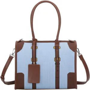 Womens Knitted Tote Bag Y2k PU Leather Shoulder Bag Chic Crossbody Purse Large Top Handle Satchel Handbag