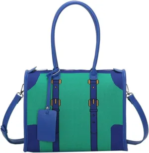 Womens Knitted Tote Bag Y2k PU Leather Shoulder Bag Chic Crossbody Purse Large Top Handle Satchel Handbag