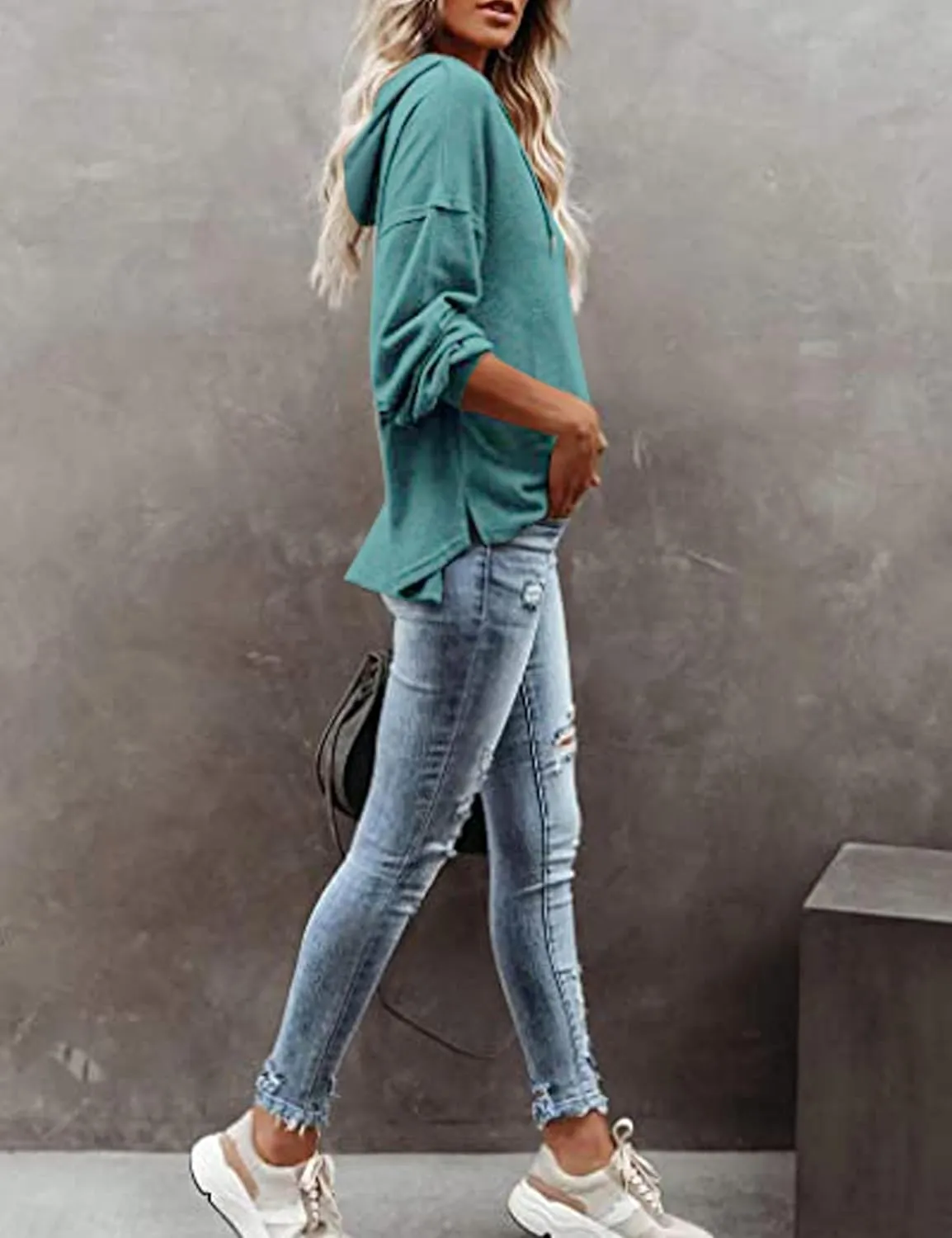 Womens Lightweight Hoodie Pullover Tshirt Long Sleeve Button Down Oversized Hoodie Blouse Tops