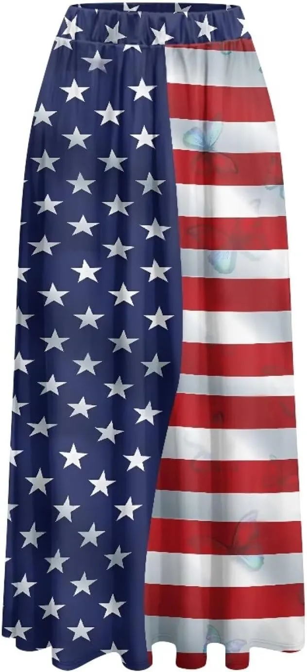 Women's Midi Skirt Elastic Pleated Long Skirts for Women Trendy with Pocket s-2xl