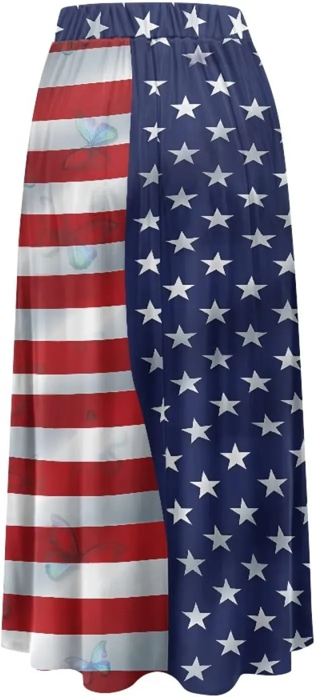 Women's Midi Skirt Elastic Pleated Long Skirts for Women Trendy with Pocket s-2xl