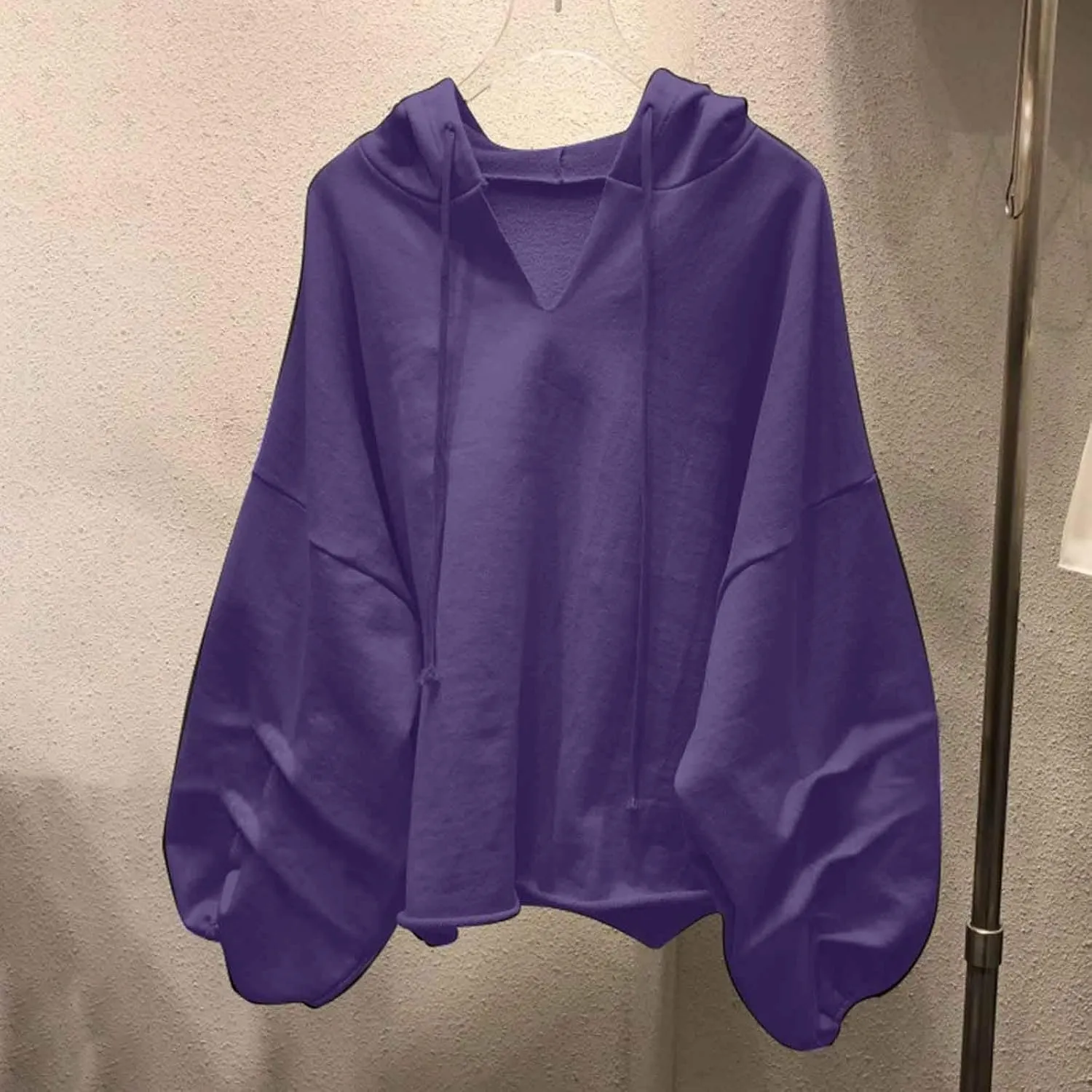 Women's Oversized Hoodies Lightweight Hooded Sweatshirt Puff Long Sleeve Blouse Ladies Drawstring Stylish Tshirts