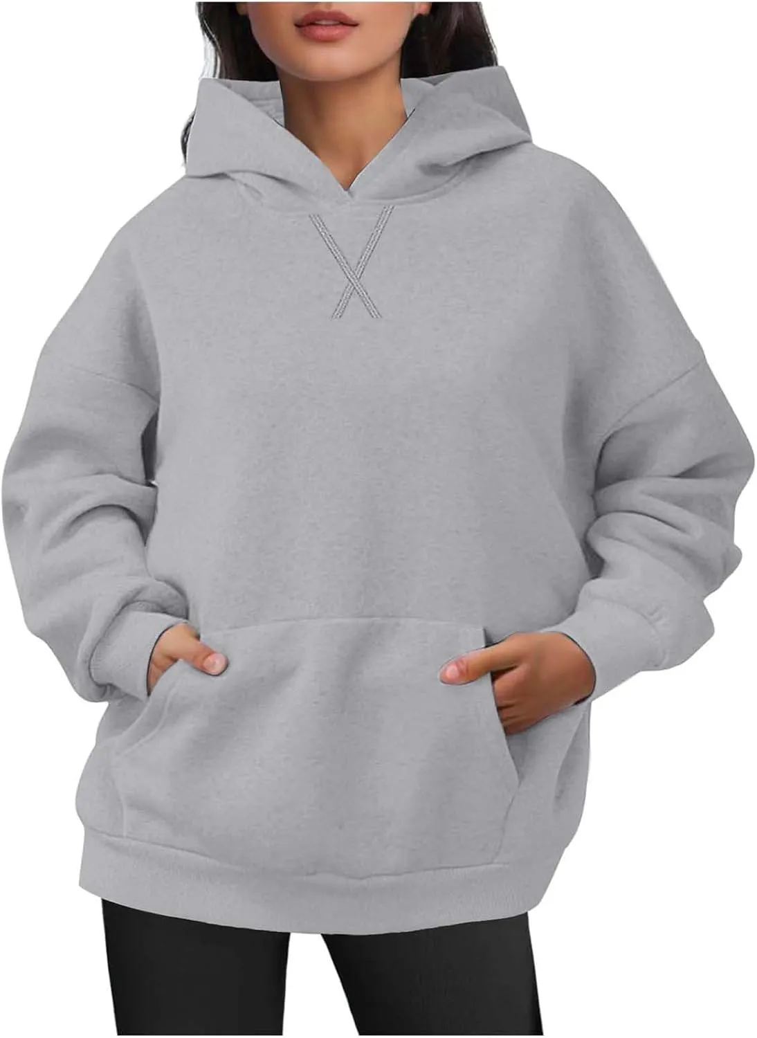 Womens Oversized Hoodies Trendy Preppy Sweatshirts Casual Pocket Drop Shoulder Pullover Sweater Fall Outfits