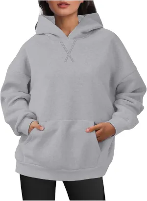 Womens Oversized Hoodies Trendy Preppy Sweatshirts Casual Pocket Drop Shoulder Pullover Sweater Fall Outfits