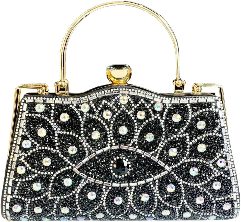 Womens Rhinestone Evening Clutch Chic Glitter Crossbody Purse with Chain Handbag Shoulder Bag for Wedding Party