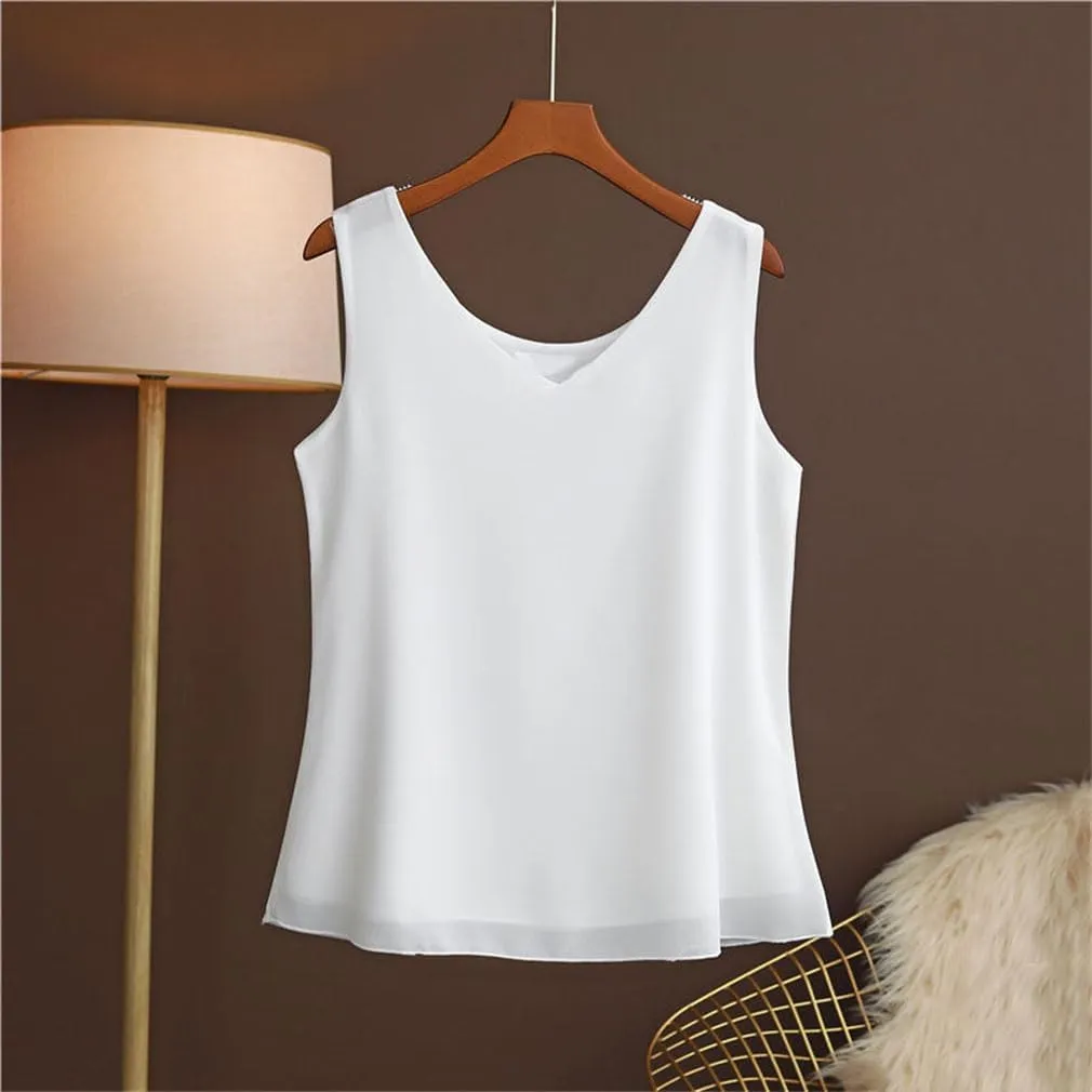 Women's Sleeveless Tank Top Summer Chiffon Shirt Loose Lightweight Blouse Vest