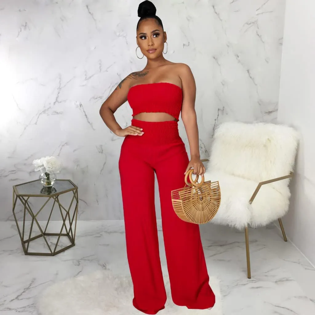 Womens Summer Outfits Crop Tops and Pants Sets Sexy Vacation Jumpsuits 2 Piece Sets with Pockets