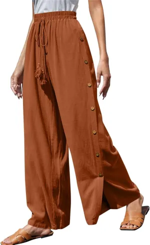 Womens Tear Away Basketball Pants High Split Snap Button Casual Post-Surgery Workout Running Athletic Lounge Yoga Sweatpants