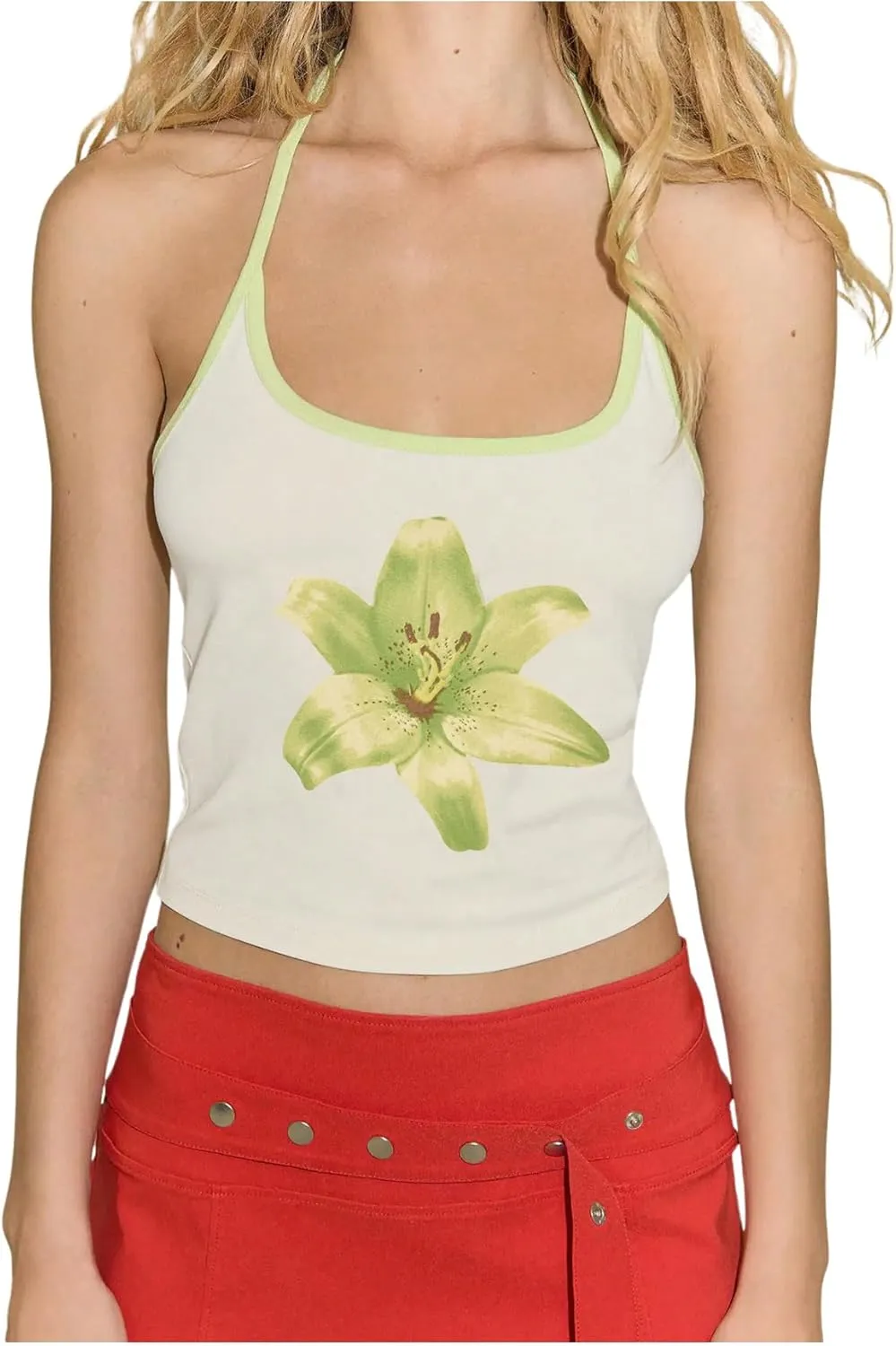 Women's Y2k Floral Tank Tops Graphic Square Neck Cami Flower Print Summer Going Out Camisole