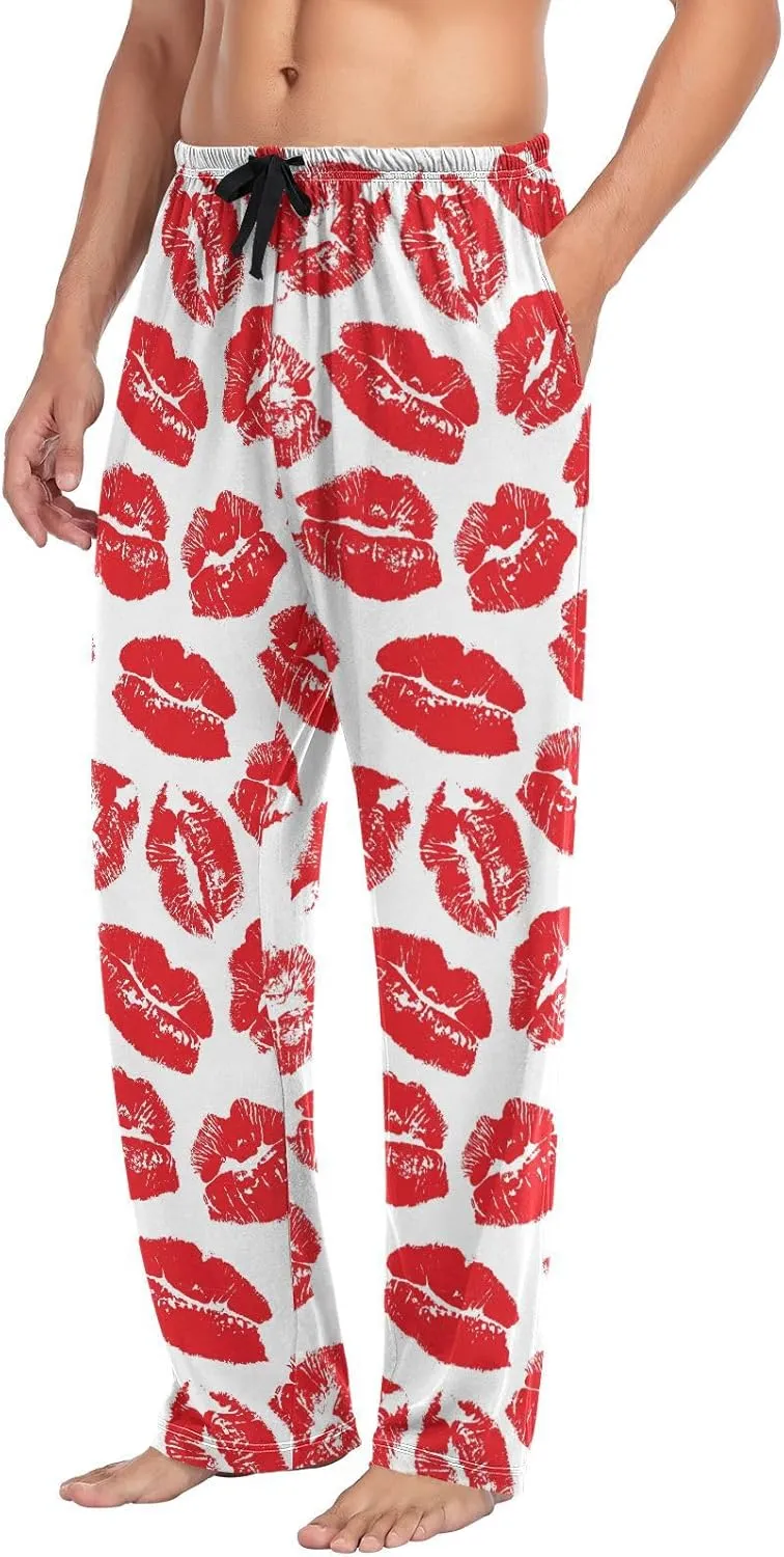 ZZKKO Mens Pajama Pants Cotton Pj Pants Men's Pajama Bottoms Straight-Fit With Pockets