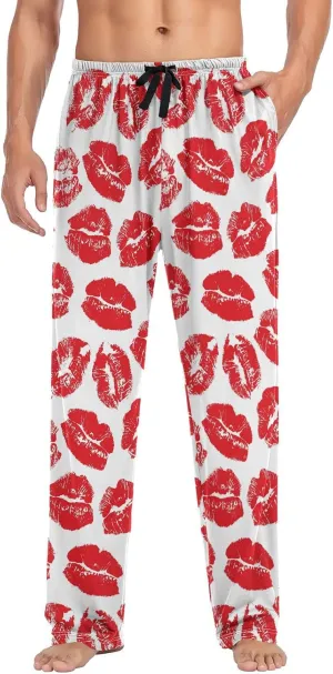 ZZKKO Mens Pajama Pants Cotton Pj Pants Men's Pajama Bottoms Straight-Fit With Pockets