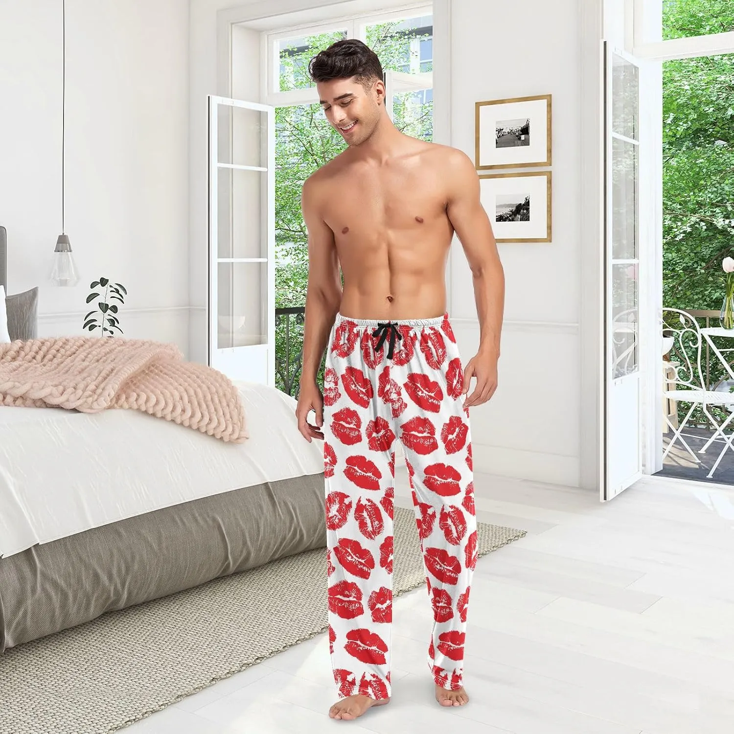 ZZKKO Mens Pajama Pants Cotton Pj Pants Men's Pajama Bottoms Straight-Fit With Pockets